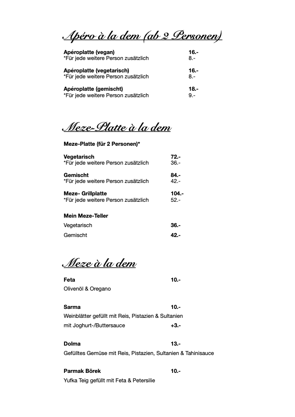 Speisekarte restaurant Baselland, restaurant dem basel, basel restaurant, food basel