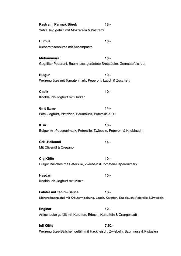 Speisekarte restaurant Baselland, restaurant dem basel, basel restaurant, food basel