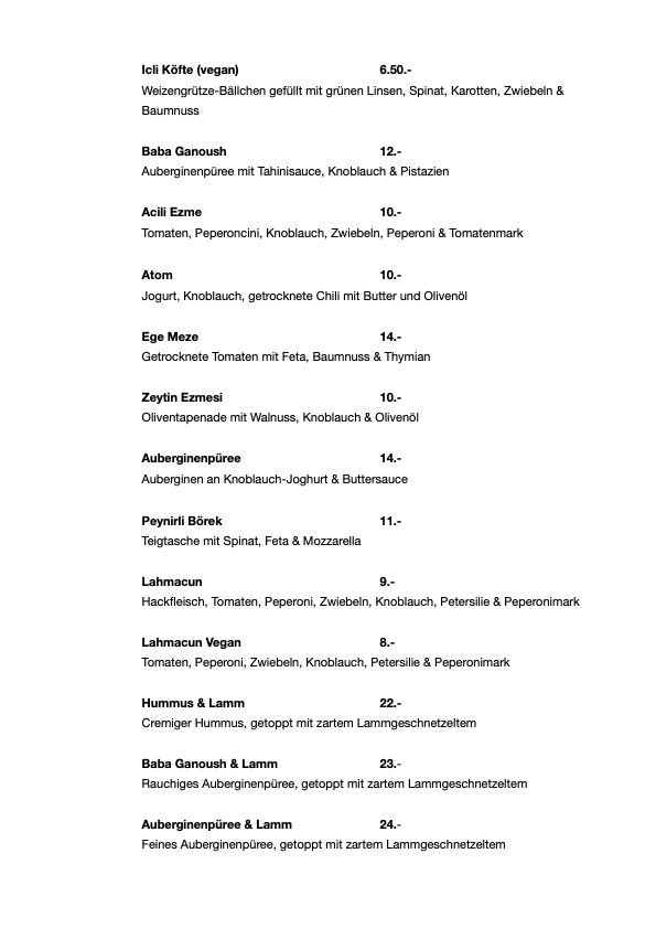 Speisekarte restaurant Baselland, restaurant dem basel, basel restaurant, food basel