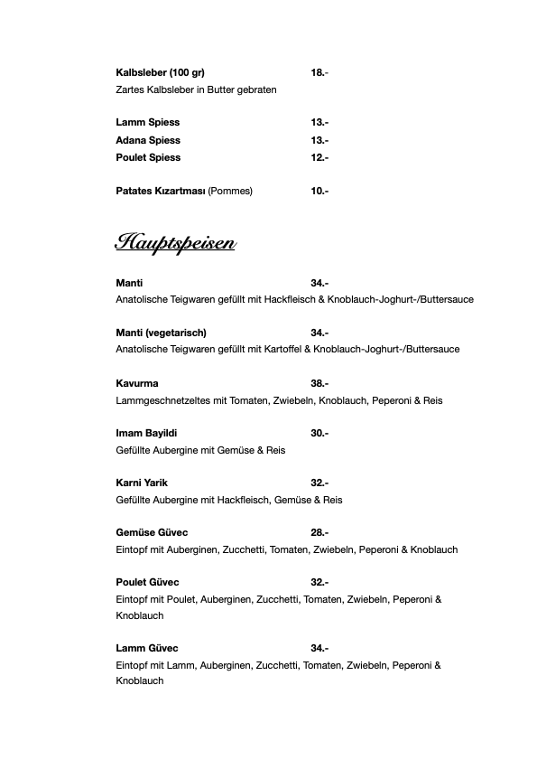 Speisekarte restaurant Baselland, restaurant dem basel, basel restaurant, food basel