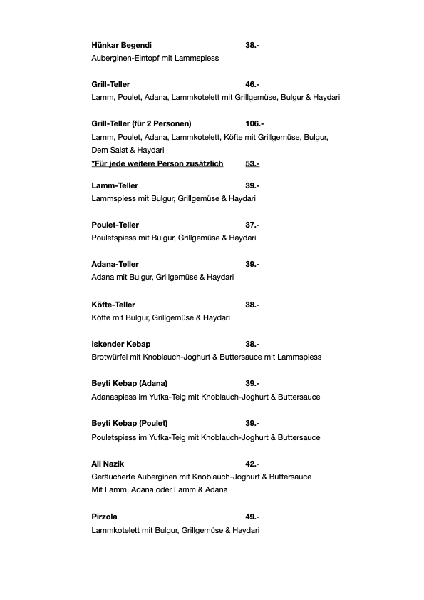 Speisekarte restaurant Baselland, restaurant dem basel, basel restaurant, food basel