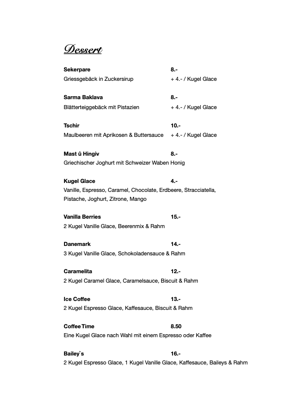 Speisekarte restaurant Baselland, restaurant dem basel, basel restaurant, food basel